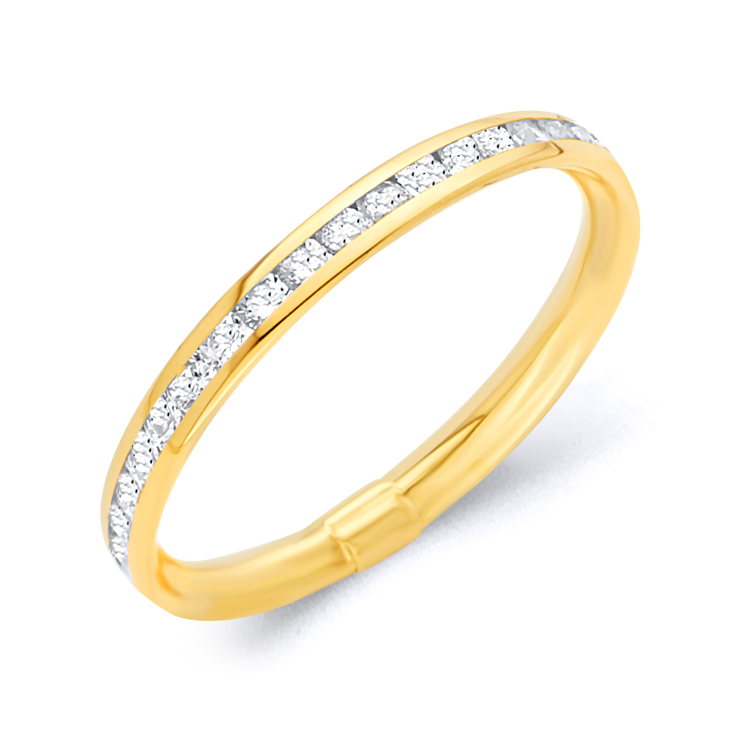 14k Yellow Gold Polished Channel Set Eternity Wedding Ring Band